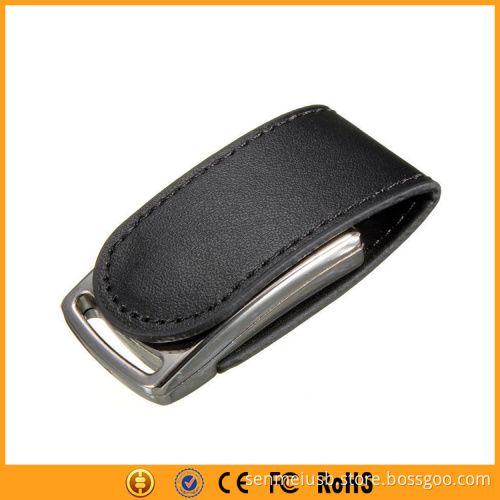 Accept LOGO Design Black Leather USB Pendrive 8GB